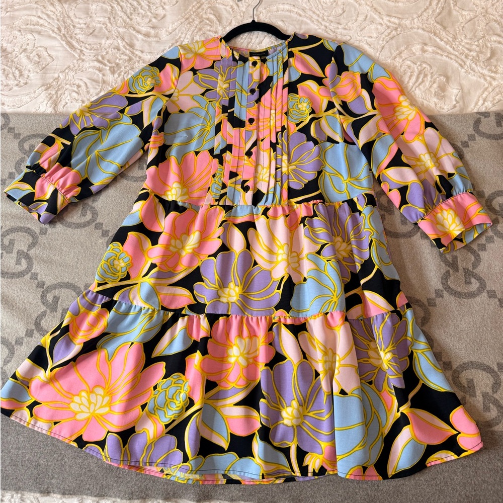 Who What Wear Bright Floral Black Shift Dress - Picture 8 of 13